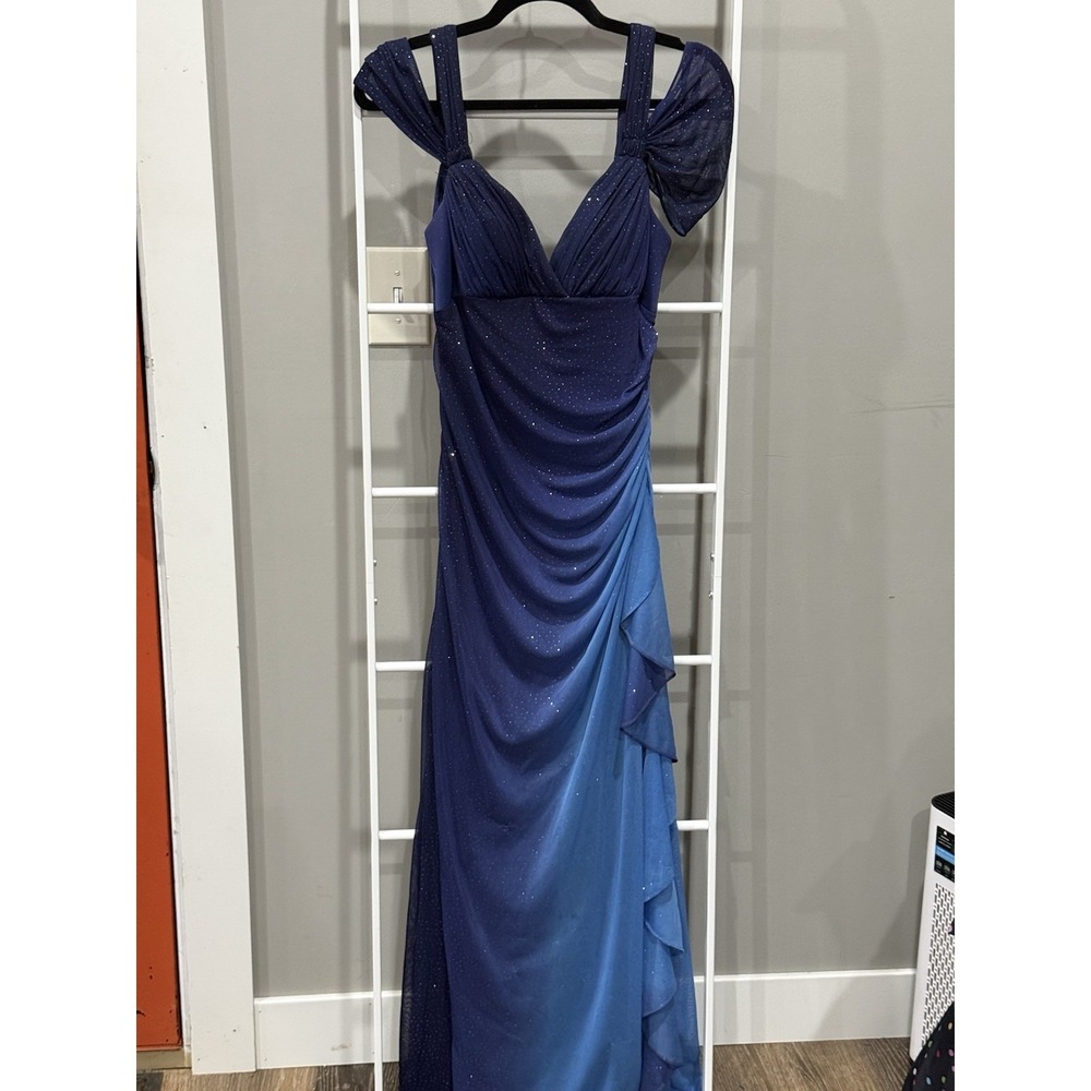 Betsy & Adam Blue Ombré Gown Y2K Ocean Princess Ethereal Whimsical Mermaidcore